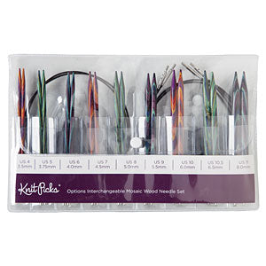 Knit Picks Options Interchangeable Rainbow Wood Circular Knitting Needle  Set #90306