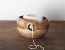 Load image into Gallery viewer, Knit Picks Yarn Bowl - Two Tone Rosewood/Mango Wood
