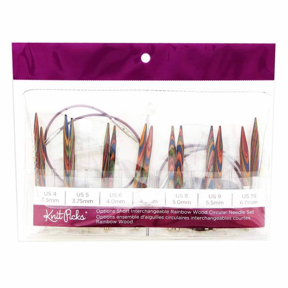 Knit Picks Options Rainbow Wood Short Interchangeable Needle Set